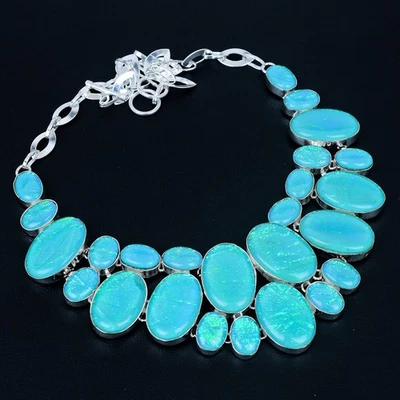 Blue Australian Triplet Opal 925 Sterling Silver Jewelry Necklace 18" VJ 3291 - Image 1 of 4