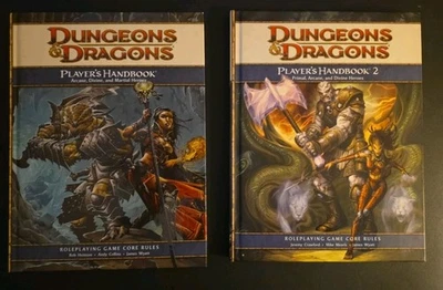 Dungeons And Dragons 4th Edition Players Handbook 1 & 2 Lot Core Rules Book  - Image 1 of 2