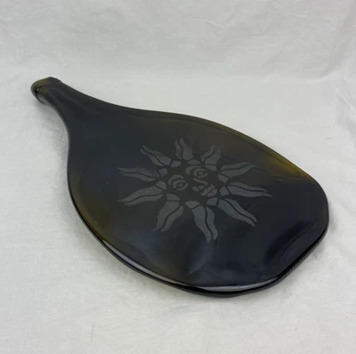 Melted Etched Sun Mystical Wine Bottle Cheese Hors d’oeuvre Serve Tray Handmade - Image 1 of 4