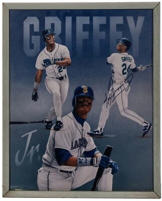 KEN GRIFFEY JR SIGNED POSTER 17 X 21 CUSTOM FRAMED LIMITED #29/100 LOA BECKETT - Image 1 of 4
