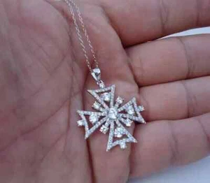 2Ct Round Lab Created Diamond Valentine's Day Cross Pendant14K White Gold Plated - Picture 1 of 6