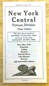 NEW YORK CENTRAL PUTNAM DIVISION FORM 114 PASSENGER TIMETABLE JUNE 8, 1947 - Picture 1 of 4