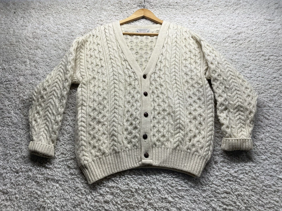 Cárdigan Suéter Highland Home Industries Lana Hecho en Escocia Tejido con Cable Usado en Excelente Condición Foto 1 de 4