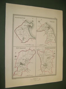 100% ORIGINAL SCARBOROUGH WHITBY MALTON MAP BY CREIGHTON C1838 VGC YORKSHIRE - Picture 1 of 1