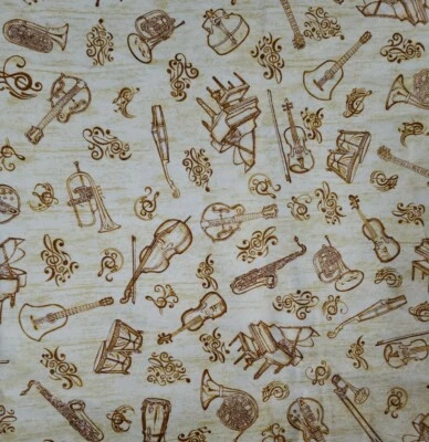 25.5"x 42" 100% cotton, Quilting Treasures, Instruments - Image 1 of 2