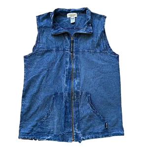 Honey-Komb Cotton Lightweight Vest Vtg Ezze Wear 90s Made in Canada Blue Sm - Picture 1 of 5
