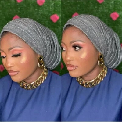 African Nigerian Aso Oke Auto Gele Headtie Hat Hijab Cap Wrap Islamic Headscarf