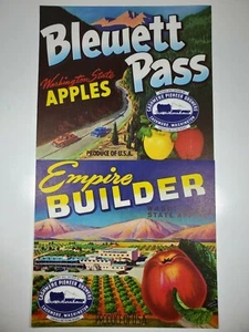 *Original* Etiquetas vintage de caja de manzana Blewett Pass y Empire Builder cachemir, WA - Imagen 1 de 2
