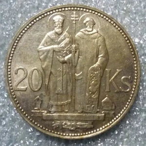 1941 SLOVAKIA - 20 KORUN - ST. KYRILL & ST. METHODIUS - SINGLE BAR - UNC SILVER - Picture 1 of 4