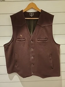 Gilet Wyoming Traders uomo 2XL marrone lana western foderato bottoni ranch abbigliamento cowboy - Foto 1 di 14