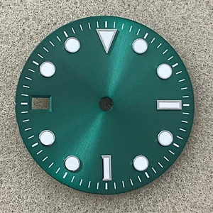28.5MM 9o'clock Calendar Round Studs Green Luminous Watch Dial for NH35 Movement - Picture 1 of 12