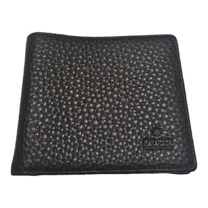 Cartera plegable Gucci para hombre en relieve cuero granulado negro 8 ranuras para tarjetas nueva sin etiquetas - Imagen 1 de 9