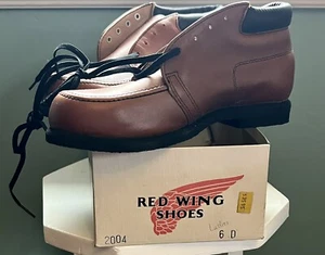 Vintage 1960s/70s Men's Brown Red Wing Leather Work Boots Shoes 6 NEW Old Stock - Picture 1 of 8