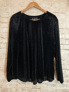 N Touch Velvet Top Womens 1X Black Textured Lagenlook Capsule Minimalist Plus - Picture 1 of 12