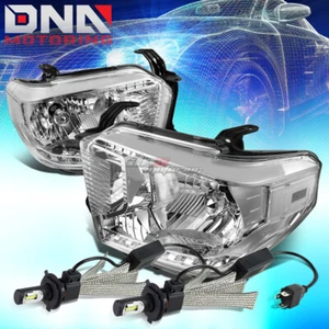 CHROME HOUSING CLEAR CORNER LED HEADLIGHT+6000K HID BULB FIT 14-17 TOYOTA TUNDRA - Picture 1 of 12