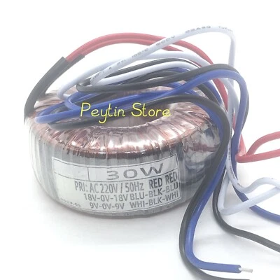 30W 30VA Input 220V Output 18V-0-18V 9V-0-9V Fever Audio Power Ring Transformer - Image 1 of 3