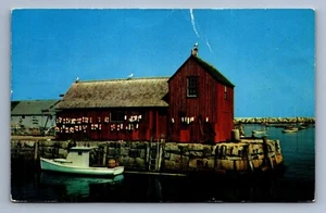 Cartolina d'epoca motivo Massachusetts numero uno Rockport pesca oceano - Foto 1 di 2