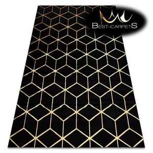 Modern Stylish Rug GLOSS 3D geometric, cube, glamour, black/gold Best Quality - Picture 1 of 6