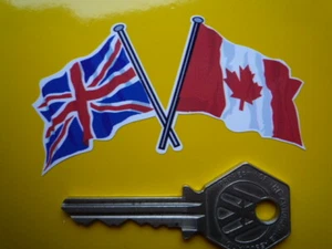 Gekreuzte kanadische & Union Jack Flagge Auto Aufkleber 3" Fahrrad Motorrad Helm Kanada - Bild 1 von 1