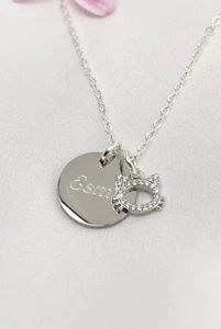 Personalised Necklace Name Cat Lover Hope Birthday Christmas Gift - Picture 1 of 6
