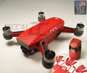 DJI Spark Red Carbon Fiber Full Body Graphic Wrap kit - Battery 1-4 Decal Skin  - Picture 1 of 5