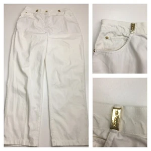 ST JOHN by Marie Gray Womens sz 10 White Gold Logo Hardware High Waist Jeans - Picture 1 of 15