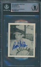 2001 Bowman Heritage '48 Reprints #6 Bob Feller Beckett Authentic Signed *1476