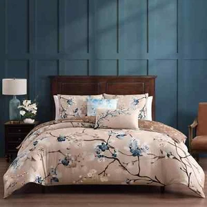 Bebejan Blue Blossom 5 Piece Reversible Comforter Set in Queen - Picture 1 of 8