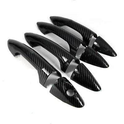 Glossy Black Carbon Fiber Covers Trims For 2012-2017 Hyundai Accent Door Handles — 第 1/4 张图片