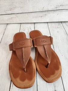 SCHÖNE BRAUNE LEDER-FLIP-FLOPS VON UGG GRÖSSE 9,5 - Bild 1 von 6