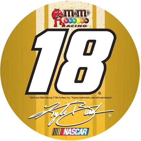 NASCAR #18 Kyle Busch 3" Round Racing Stripe Magnet-New for 2016! Cover