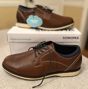 NEW Boys Size 7 SONOMA GOODS FOR LIFE VILLIAN Dress Shoe Cognac Brown With Box - Picture 1 of 7