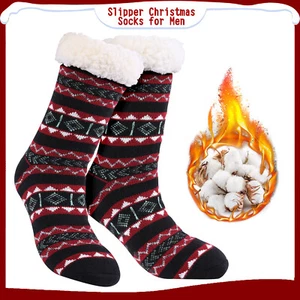 Men's Slipper Winter Warm Socks Fluffy Non Slip Warm Fleece Lined Cosy Bed Floor - Picture 1 of 12