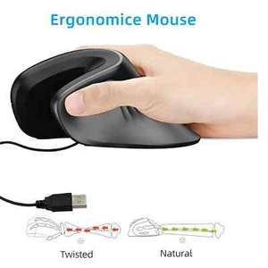 Ergonomic Wired 7200 DPI Vertical Mouse Silent Wrist Healthy Mice Mouse Laptop - Picture 1 of 18