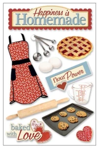 PAPER HOUSE 3D STICKERS - HOMEMADE - 11 PIECES, Apron, Baking, Tart, Utensils - Picture 1 of 1