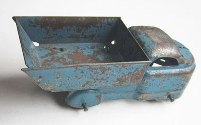 Camión de volteo Wyandotte (todo metal) de los años 40 de juguete en azul 6,5" de colección funciona bien Foto 1 de 4