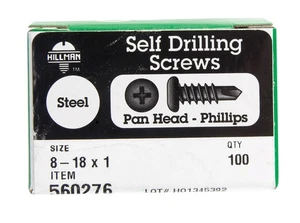 Hillman 560276 Zinc Coated Steel Phillips Pan Head Drill Screw 8-18 x 1 in. - Picture 1 of 1
