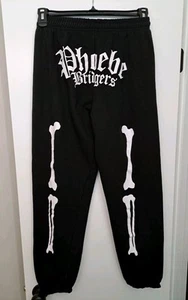 Phoebe Bridgers Punisher Skeleton Sweatpants S Black Pockets Elastic Waist Logo - Picture 1 of 11