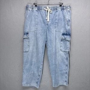 Gap Easy Jeans Damen XL Denim Cropped Pull On Kordelzug Utility Taschen - Bild 1 von 12