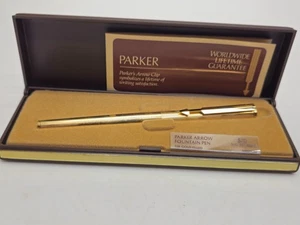 Parker Arrow 67112 Fountain Pen 12K Gold Filled Medium Nib Vtg NOS - Picture 1 of 8