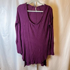 Free People Damen M Thermo Waffel Strick Tunika Top Lila Slouchy Lagenlook - Bild 1 von 6