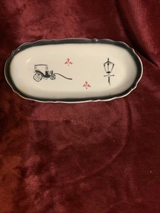 Vintage Wellsville China Co Restaurant Ware piatto oblungo carrozza lampione 1960 - Foto 1 di 5