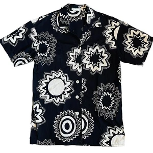Jaeger UK VTG Women’s S Black White Short Sleeve Shirt Retro 60s Oversize Flower - Picture 1 of 10