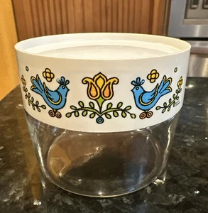 Vintage PYREX Canister Country Friendship Festival 1975 uccellini anni 70 retrò made in USA - Foto 1 di 9