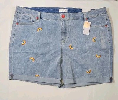 Nuevo con etiquetas Pantalones Cortos Lane Bryant Talla 22 Denim Midi Arco Iris Boyfriend Fit Súper Elásticos  Foto 1 de 4