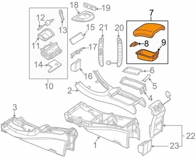 Apoio de braço console central Mercedes genuíno CLK com telefone bege fabricante de equipamento original 20968049398J41 - Imagem 1 de 4