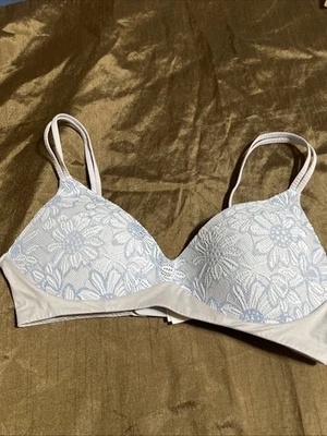 Sujetador Aerie Mujer 34B Azul Claro Floral SUNNIE T Camisa Inalámbrica Encaje Foto 1 de 4