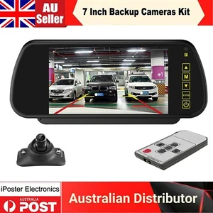 7"Car Rear View Mirror Monitor Clip+360 Reversing Backup Camera Night Vision KIT - Picture 1 of 21