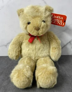 Oso de peluche de felpa Gotta Gund de colección con lazo de lunares rojos 16" nuevo en muy buena condición - Imagen 1 de 10