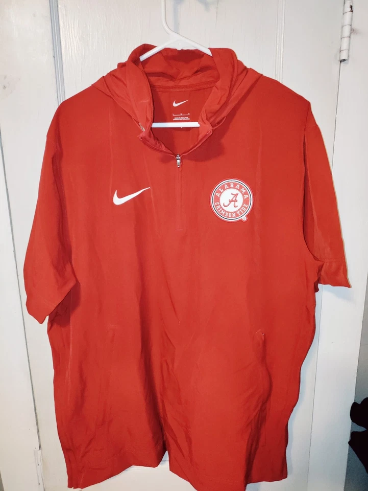 Alabama Crimson Tide Mens Nike Quarter-Zip Pullover Size Large Hooded Shirt